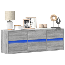 vidaXL szürke sonoma színű fali TV-szekrény LED-del 130x31x45 cm bútor