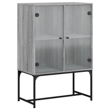 vidaXL szürke sonoma színű kisszekrény üvegajtókkal 69x37x100 cm (836551) bútor