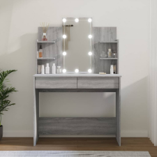 vidaXL szürke sonoma színű LED-es fésülködőasztal 96 x 40 x 142 cm bútor