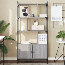 vidaXL szürke sonoma színű műfa könyvespolc ajtókkal 76,5x30x154,5 cm bútor