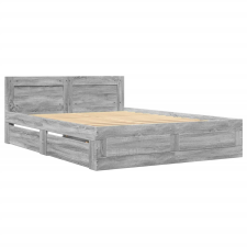vidaXL szürke sonoma színű szerelt fa ágykeret fejtámlával 120x200 cm (3295574) ágy és ágykellék