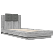 vidaXL szürke sonoma színű szerelt fa ágykeret fejtámlával 90 x 200 cm (3209945) ágy és ágykellék