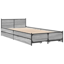 vidaXL szürke sonoma színű szerelt fa ágykeret fiókokkal 100 x 200 cm (3279965) ágy és ágykellék