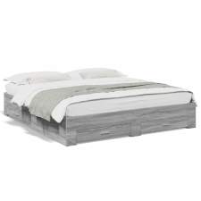 vidaXL szürke sonoma színű szerelt fa ágykeret fiókokkal 180 x 200 cm ágy és ágykellék