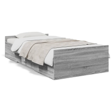 vidaXL szürke sonoma színű szerelt fa ágykeret fiókokkal 75x190 cm ágy és ágykellék