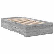 vidaXL szürke sonoma színű szerelt fa ágykeret fiókokkal 90 x 190 cm (3280438) ágy és ágykellék