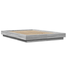 vidaXL szürke sonoma színű szerelt fa ágykeret LED-del 120 x 200 cm ágy és ágykellék