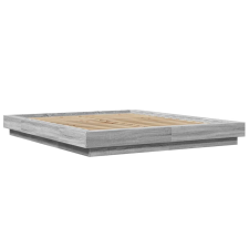 vidaXL szürke sonoma színű szerelt fa ágykeret LED-del 160 x 200 cm ágy és ágykellék