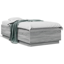 vidaXL szürke sonoma színű szerelt fa ágykeret LED-del 90 x 190 cm ágy és ágykellék