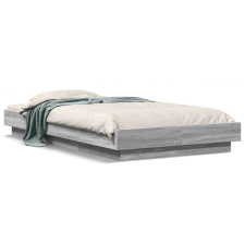 vidaXL szürke sonoma színű szerelt fa ágykeret LED-del 90 x 190 cm ágy és ágykellék