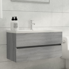 vidaXL szürke sonoma színű szerelt fa éjjeliszekrény 90x38,5x45 cm fürdőszoba bútor