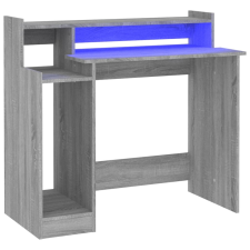vidaXL szürke sonoma színű szerelt fa íróasztal LED-ekkel 97x45x90 cm (820476) bútor