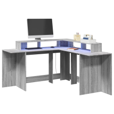 vidaXL szürke sonoma színű szerelt fa LED-es íróasztal 152x152x91 cm bútor