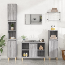 vidaXL szürke sonoma színű szerelt fa mosdószekrény 80 x 33 x 60 cm fürdőszoba bútor