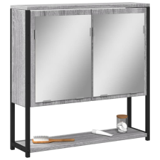 vidaXL szürke sonoma színű szerelt fa tükrös szekrény 60x16x60 cm fürdőszoba bútor