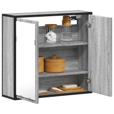 vidaXL szürke sonoma színű szerelt fa tükrös szekrény 65x20x60 cm fürdőszoba bútor