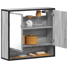 vidaXL szürke sonoma színű szerelt fa tükrös szekrény 65x20x60 cm fürdőszoba bútor