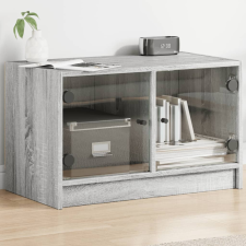 vidaXL szürke sonoma színű TV-szekrény üvegajtókkal 68x37x42 cm bútor