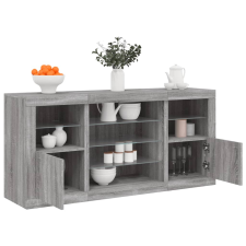 vidaXL szürke sonoma tálalószekrény LED-világítással 142,5x37x67 cm bútor