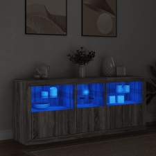 vidaXL szürke sonoma tálalószekrény LED-világítással 162 x 37 x 67 cm bútor