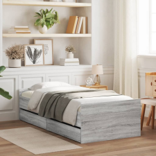 vidaXL szürke sonoma-tölgyszínű műfa ágykeret fiókokkal 90 x 200 cm ágy és ágykellék
