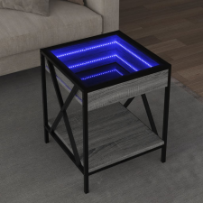 vidaXL szürke sonoma végtelen hatású LED-es dohányzóasztal 40x40x49 cm bútor