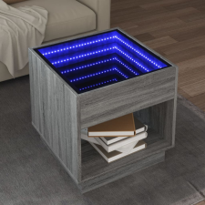 vidaXL szürke sonoma végtelen hatású LED-es dohányzóasztal 50x50x50 cm bútor