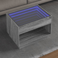 vidaXL szürke sonoma végtelen hatású LED-es dohányzóasztal 70x50x50 cm bútor