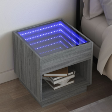 vidaXL szürke sonoma végtelen hatású LED-es éjjeliszekrény 50x50x50 cm bútor