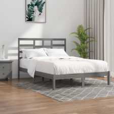vidaXL szürke tömör fa ágykeret 135 x 190 cm (4FT6 Double) ágy és ágykellék