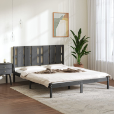 vidaXL szürke tömör fa ágykeret 150 x 200 cm (5FT King Size) ágy és ágykellék