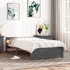 vidaXL szürke tömör fa ágykeret 75x190 cm (2FT6 Small Single) ágy és ágykellék