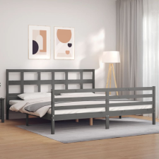 vidaXL szürke tömör fa ágykeret fejtámlával 200 x 200 cm ágy és ágykellék