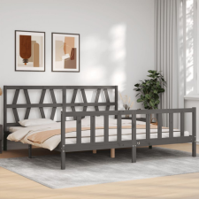 vidaXL szürke tömör fa ágykeret fejtámlával 200 x 200 cm ágy és ágykellék