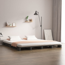 vidaXL szürke tömör fenyőfa ágykeret 120 x 190 cm (4FT Small Double) ágy és ágykellék