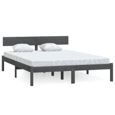 vidaXL szürke tömör fenyőfa ágykeret 140x190 cm (810129) ágy és ágykellék