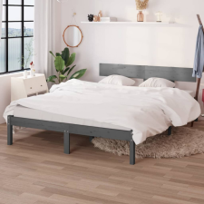 vidaXL Szürke tömör fenyőfa ágykeret 150 x 200 cm (UK King) ágy és ágykellék