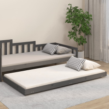 vidaXL Szürke tömör fenyőfa ágykeret 90 x 200 cm ágy és ágykellék