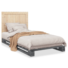 vidaXL szürke tömör fenyőfa ágykeret fejtámlával 100 x 200 cm ágy és ágykellék