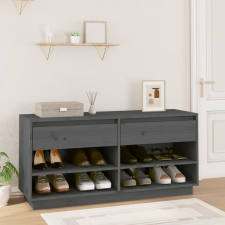 vidaXL szürke tömör fenyőfa cipőszekrény 110 x 34 x 52 cm bútor
