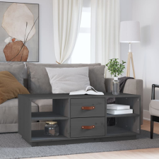 vidaXL szürke tömör fenyőfa dohányzóasztal 100 x 50 x 41 cm bútor