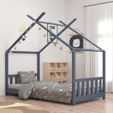 vidaXL szürke tömör fenyőfa gyerekágy-keret 70 x 140 cm kiságy, babaágy