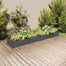 vidaXL szürke tömör fenyőfa kerti magaságyás béléssel 240x45x25 cm kerti tárolás