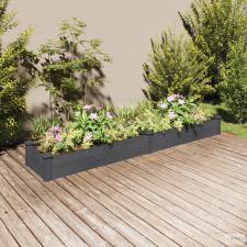 vidaXL Szürke tömör fenyőfa kerti magaságyás béléssel 240x45x25 cm kerti tárolás