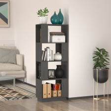 vidaXL szürke tömör fenyőfa könyvszekrény/térelválasztó 51x25x132 cm bútor