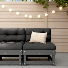 vidaXL szürke tömör fenyőfa középső kanapé párnákkal kerti bútor