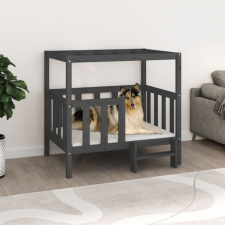 vidaXL Szürke tömör fenyőfa kutyaágy 105,5x83,5x100 cm szállítóbox, fekhely kutyáknak
