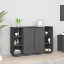 vidaXL szürke tömör fenyőfa tálalószekrény 120x35x80 cm bútor