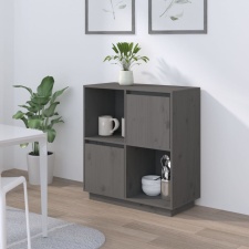 vidaXL szürke tömör fenyőfa tálalószekrény 74 x 35 x 80 cm bútor
