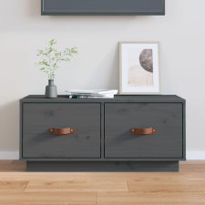 vidaXL szürke tömör fenyőfa TV-szekrény 80 x 34 x 35 cm bútor